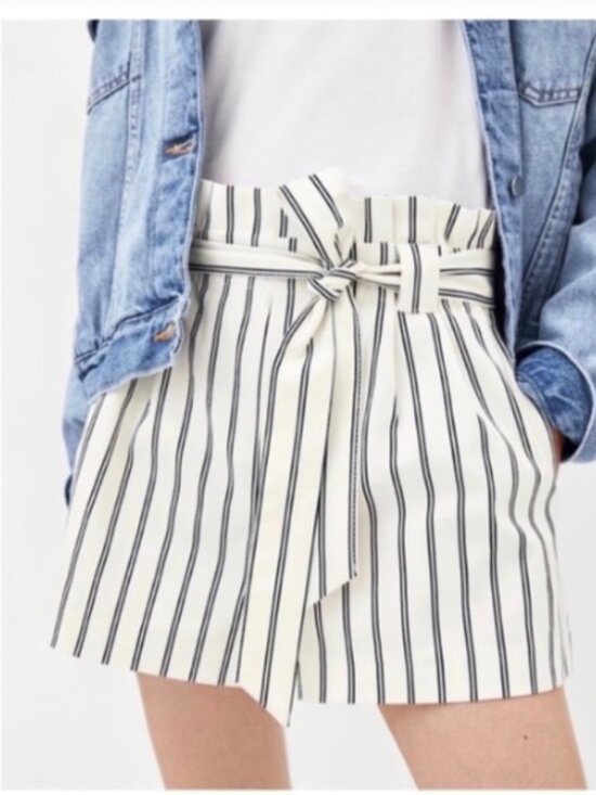 Zara Striped Paper Bag Shorts XS - Picture 1 of 4